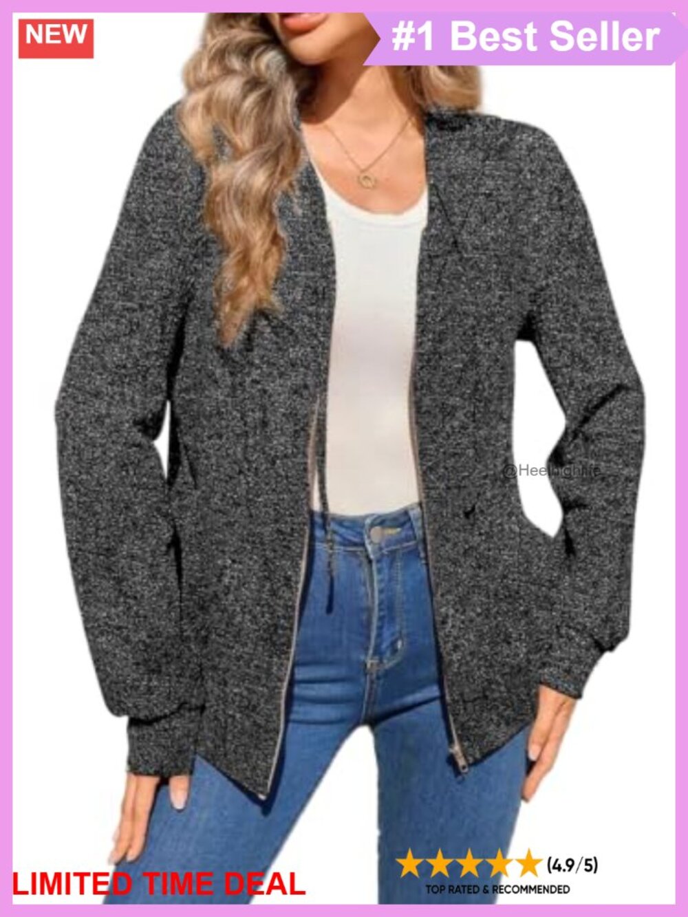 Waffle Knit Zip Up Hoodie Oversized Sweatshirt Relaxed Fit Long Sleeve